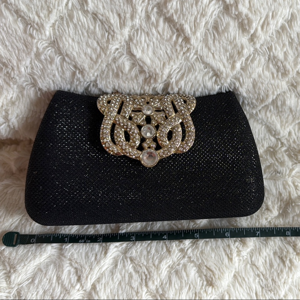 Black Clutch with Rhinestone Embellishment